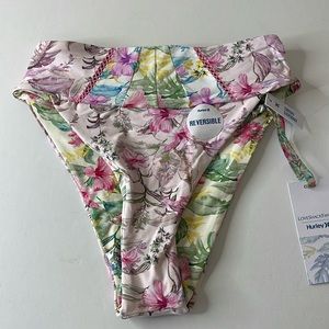 Love Shack Fancy x Hurley Hawaiian Hibiscus Reversible Cheeky Swim Bottoms XS